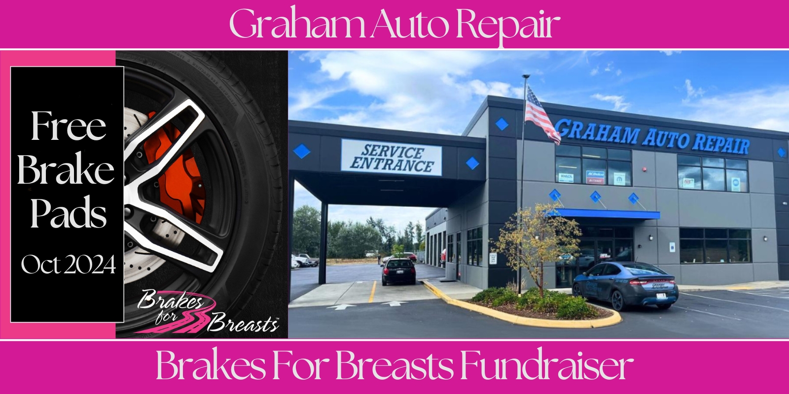 Free Brake Pads in Graham, WA at Graham Auto Repair - Brakes for Breasts Fundraiser 2024